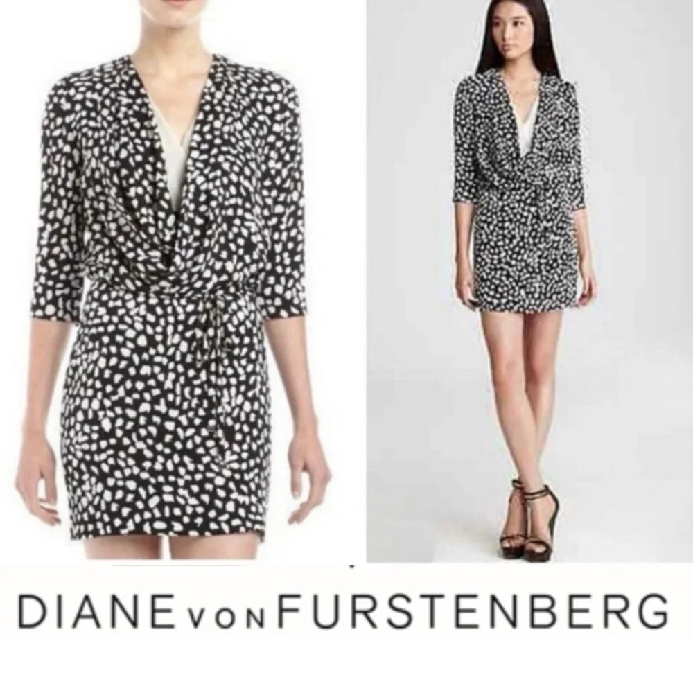 Diane Von Furstenberg Rachel Black and White Sheath Mini Dress - Picture 9 of 9